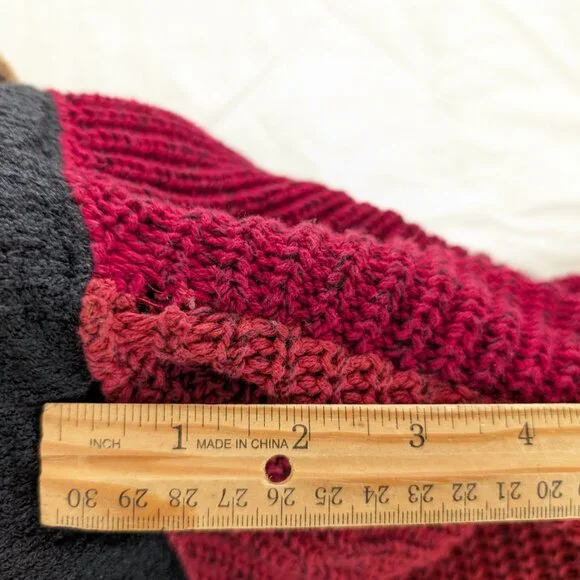 MARGARET WINTERS Cardigan S Red Brown Color Block Longline Button Front Sweater‎ - Picture 15 of 15